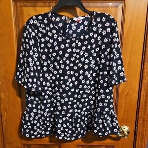 Tommy Jeans Navy Floral Blouse
